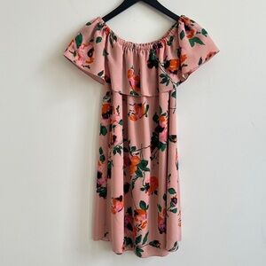 Wilfred Off the Shoulder floral minidress in dusty rose